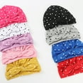 thumbnail image 6 of Baby Girl Cute Dot Pattern Hat Headband Headwraps Elastic Bunny Ears Hair Band Holder Knotted Wrap, 6 of 9