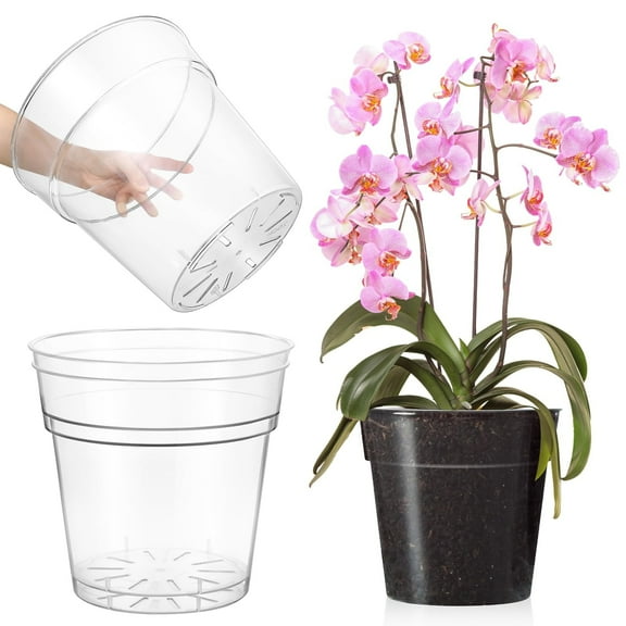 2 Packs Nursery Pots, 9.84" Clear Plastic Orchid Pot Extra Large Nursery Pot with Holes for Plants