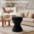 thumbnail image 4 of Leumius Velvet Ottoman,Upholstered Vanity Stool Chair,Sturdy Round Footstool for Makeup, Living Room, Bedroom, Entryway,Black, 4 of 8