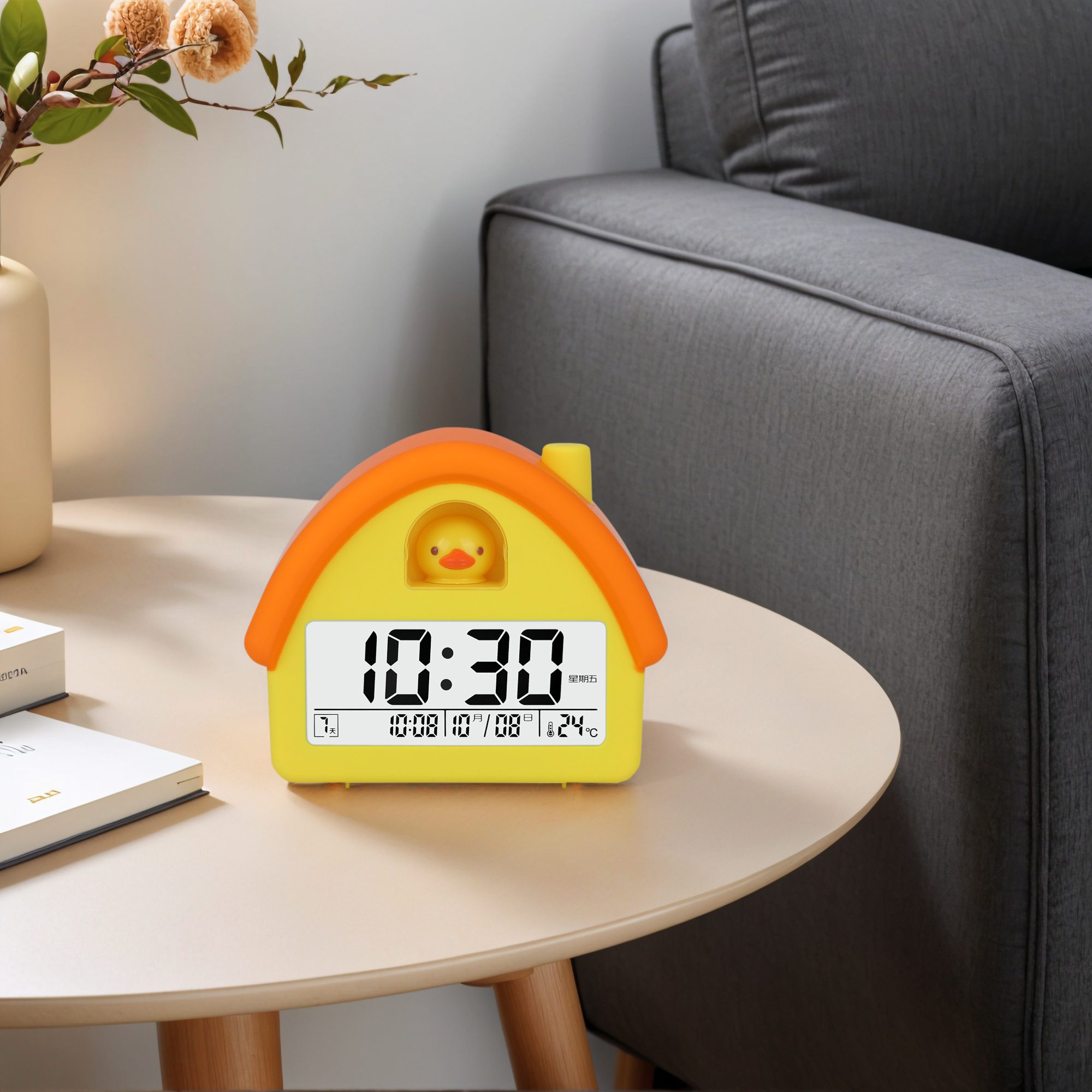 Unique Bargains House-Shaped Alarm Clock Yellow Duck 4.3"L x 2.4"W x 5.0"H
