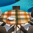 thumbnail image 6 of Round Table Cover 45-54 Inch Orange Green Checked Waterproof Reusable Table Cloth Round Fitted Vinyl Tablecloth with Elastic Edged for Parties Outdoors, Fall Thanksgiving Buffalo Plaid, 6 of 9