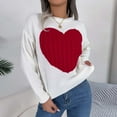 thumbnail image 2 of vigerkar Women's Sweater Heart Knitted Pullover Sweaters Long Sleeve Crewneck Cute Sweaters (White, L), 2 of 7