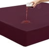 Unique Bargains 14" Deep Pocket Waterproof Solid Mattress Fitted Sheet Burgundy Twin