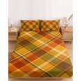 thumbnail image 2 of Twin XL Size Fitted Sheet Set - Orange Checked 2 Piece Bedding Sets 16" Deep Pocket Fitted Sheet with 1 Pillowcases, Green Thanksgiving Buffalo Plaid Brushed Microfiber Hotel Luxury Bed Sheets, 2 of 9