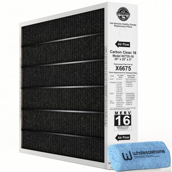 Lennox X6675 20X25X5 Air Filter Lennox Healthy Climate Carbon Clean Merv 16 Home Furnace Filter For Hvac System With Wholesalehome Cleaning Cloth