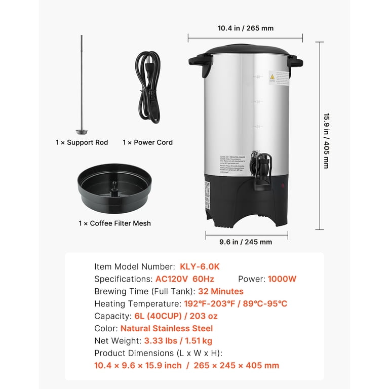 KFFKFF 40-Cup Commercial Coffee Urn, No-Drip Faucet photo 7