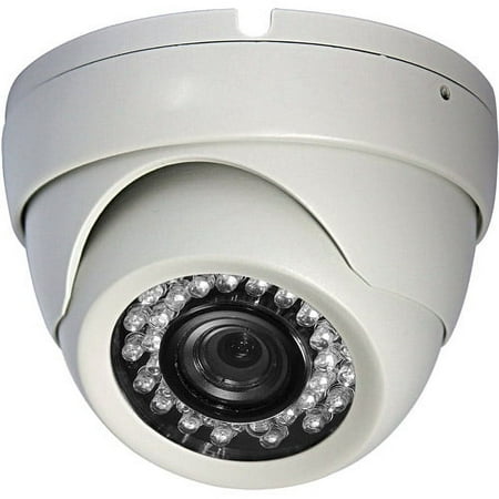 Proxy PCN5129DW 700 TVL CCD Weatherproof Outdoor Turret Dome Security Camera with Fixed Lens 3.6mm for 75-Feet Night Vision (White)