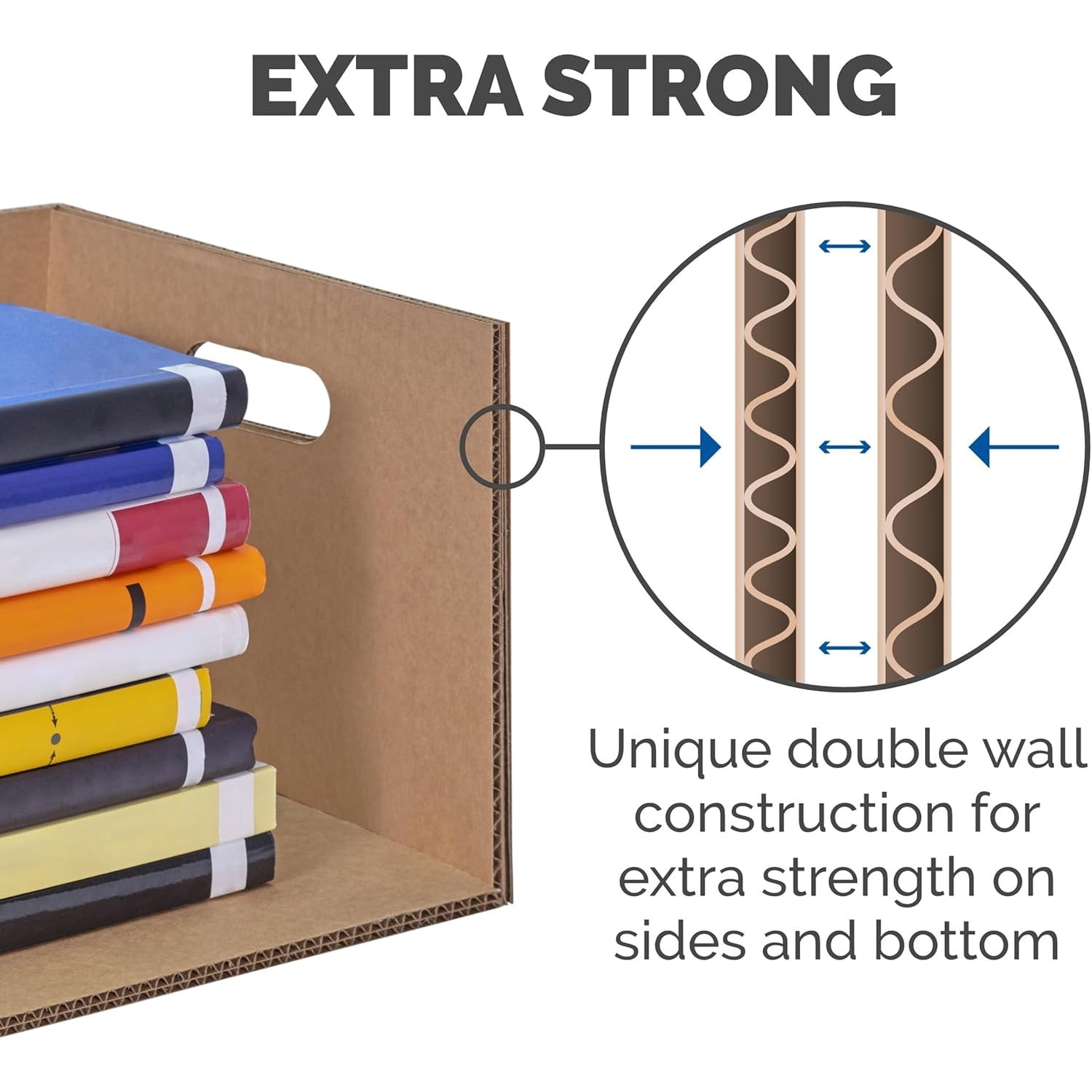 Medium Classic Moving Box 8 Pack, Reinforced Handles, Tape-Free Assembly, Box with Lid