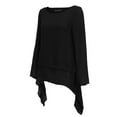 thumbnail image 6 of MRULIC t shirts for women Women Fashion Plus Size Irregular Casual Linen Long Sleeve Crew Neck Blouse Womens t shirts Black + M, 6 of 9