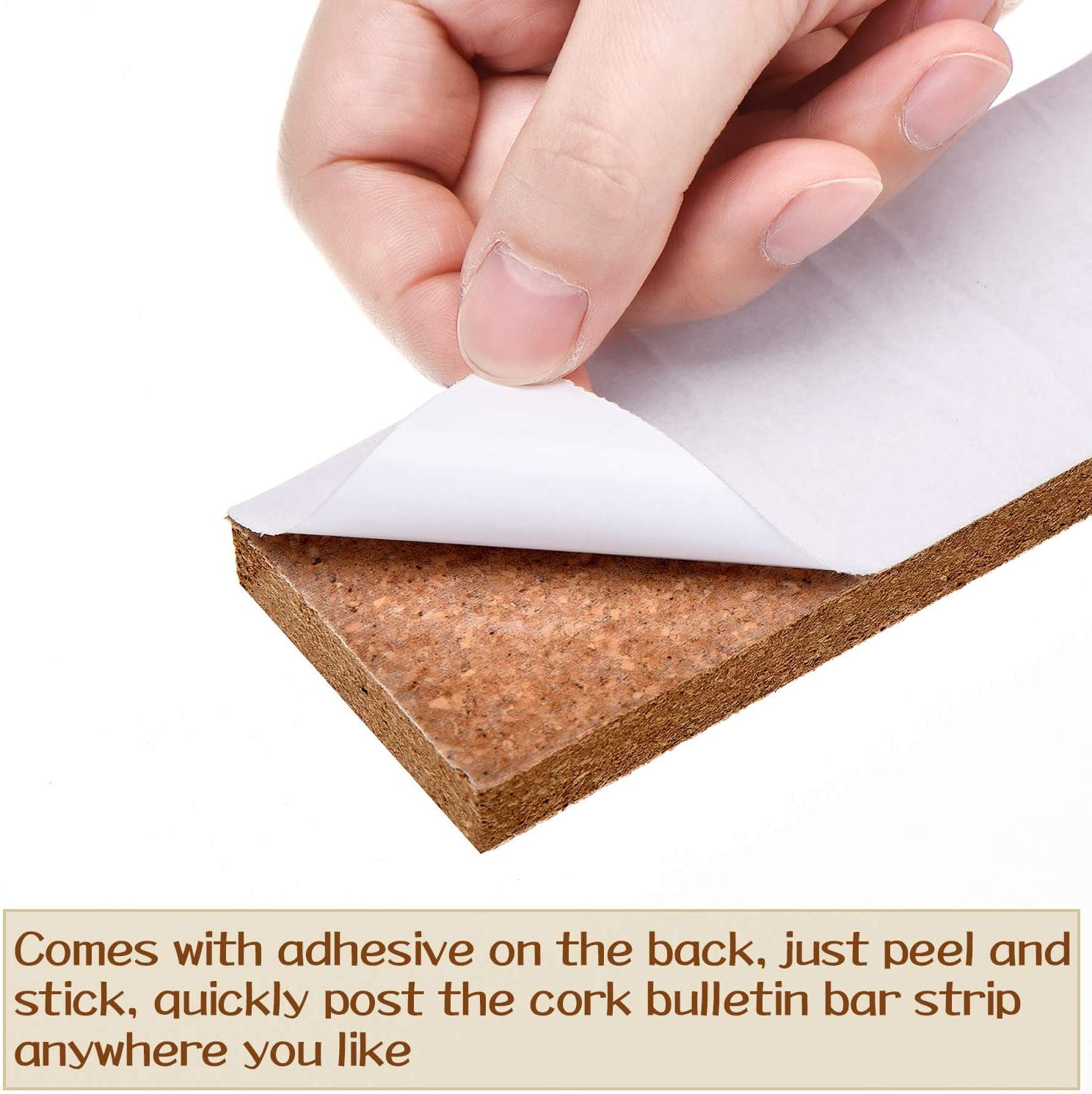 8 Pieces Cork Bulletin Bar Strip 15 x 2 Inch Cork Board Bar Strip with 40 Pieces Push Pins for Office Home School Supplies
