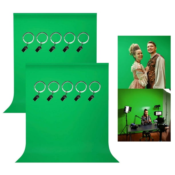 LS Photography 2-Pack 6x9 ft. Green Chromakey Screen Backdrop with 10 ...