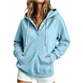 thumbnail image 2 of Taqqpue Women's Lightweight Hoodies Full Zip Up Oversized Sweatshirts with Pockets Solid Color Long Sleeve Thin Casual Drawstring Hooded Jackets Coats for Women, 2 of 7