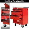 thumbnail image 4 of 6 Drawers Multifunctional Tool Cart with Wheels,Metal Rolling Tool Cart Storage for Garage Workshop Warehouse Repair Shop--With Stainless Steel Roof- Red&Black, 4 of 18