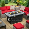 thumbnail image 3 of Costway 52" Propane Fire Pit Table Marble Tabletop Rattan Wicker w/ Rain Cover Lava Rock, 3 of 10