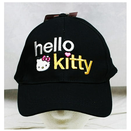 Kitty Baseball - Baseball Cap - Hello Kitty - Black Text Logo (Youth/Kids) New Hat hek2554