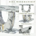 thumbnail image 5 of JUFU 63" Faux Marble Dining Table for 6, Modern Dining Room Table with Elegant White Marble Pattern, MDF Base, Scratch and Heat Resistant, Ideal for Kitchen & Dining Room, 5 of 8