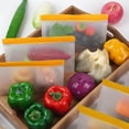 thumbnail image 5 of Paquete de 6 bolsas reutilizables para sándwich sin BPA, bolsas de almacenamiento reutilizables de pie, bolsas reutilizables para congelador para aperitivos de cereales, frutas y carne, 5 of 5