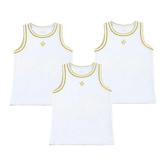 Kidsy Girls King’s Crown Peruvian Cotton T-Shirt – Sleeveless, Crewneck – Set of 3, 5