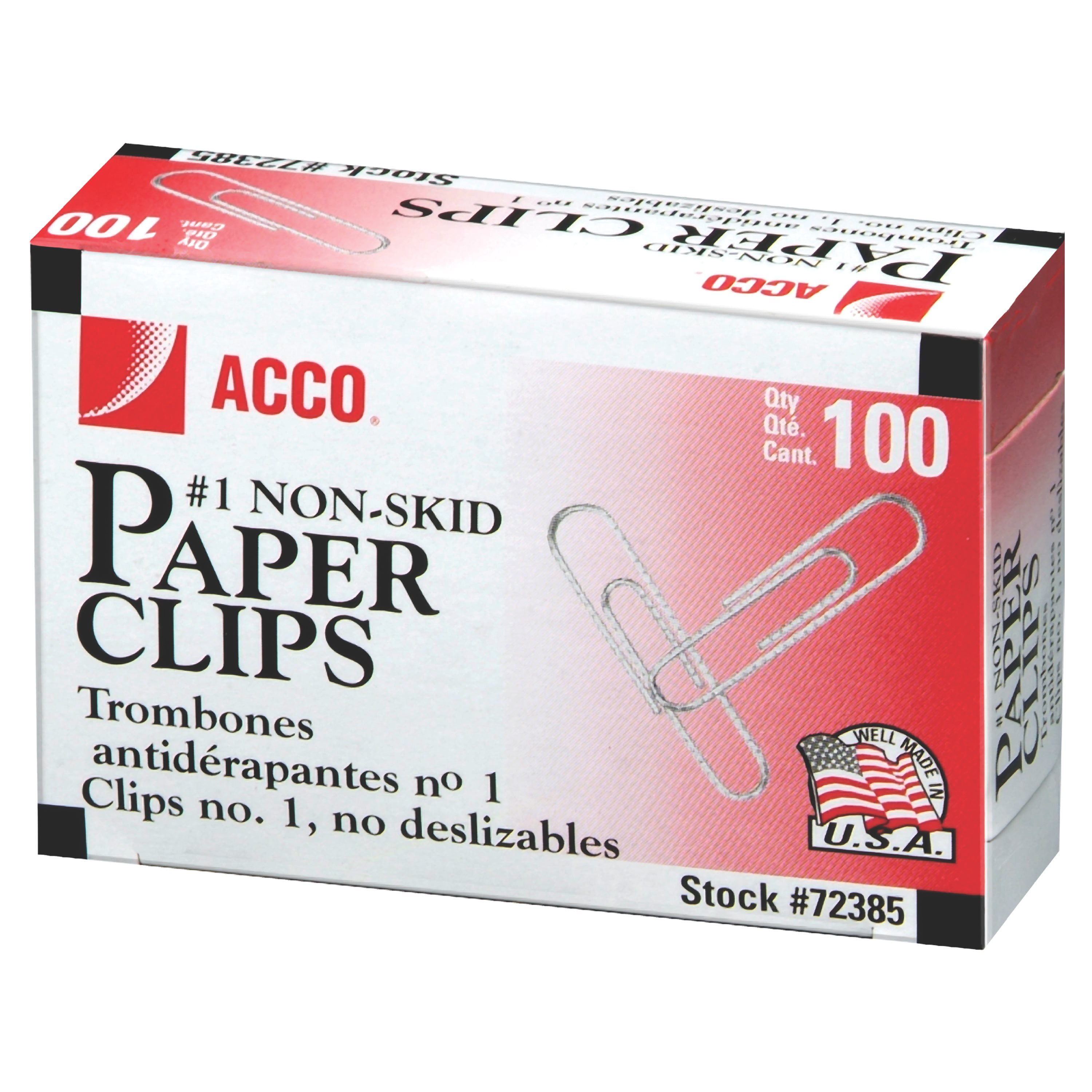 ACCO Paper Clips Jumbo Non-Skid 100 Count 10 Pack A7072585 