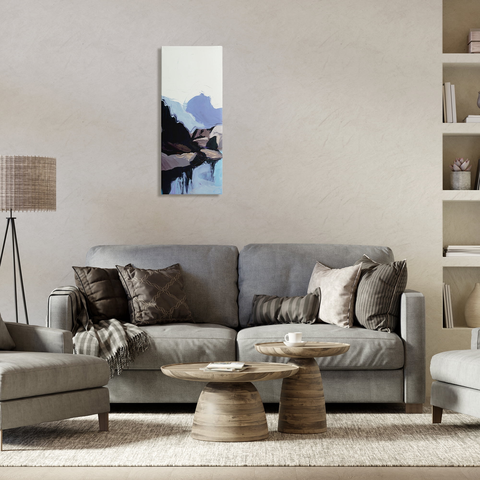 Stupell Industries Flowing Abstract Mountains Landscape & Nature Painting Wrapped Canvas Art Print Wall Art, 13 x 30