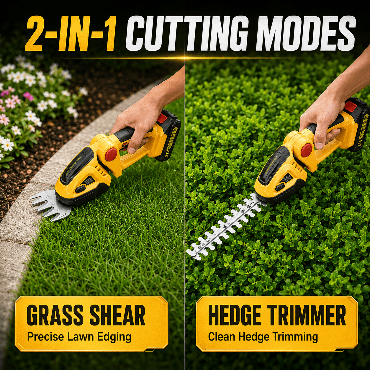 UNTIMATY Hedge Trimmer Cordless, 2 in 1 Handheld Electric Grass Trimmer , Trimmer for Bush,Tree, Garden, Patio and Lawn