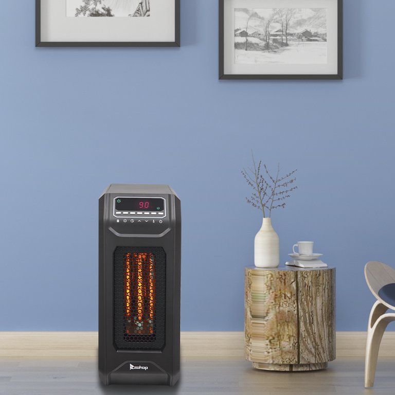  Space Heater for Indoor Use, Tower Room Heater with Remote  Control, 1500W Ceramic Electric Heater with Thermostat, Overheating &  Tip-Over Protection, 34-Inch Pedestal Heater 8H Timer, 80°Oscillating  Portable Heater for Office