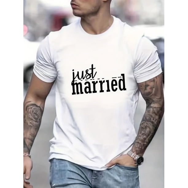 Camiseta gráfica "Recién Casados" para hombre: cómoda y elegante para el verano y más allá. Para adultos, hombres, mujeres, adolescentes, jóvenes.