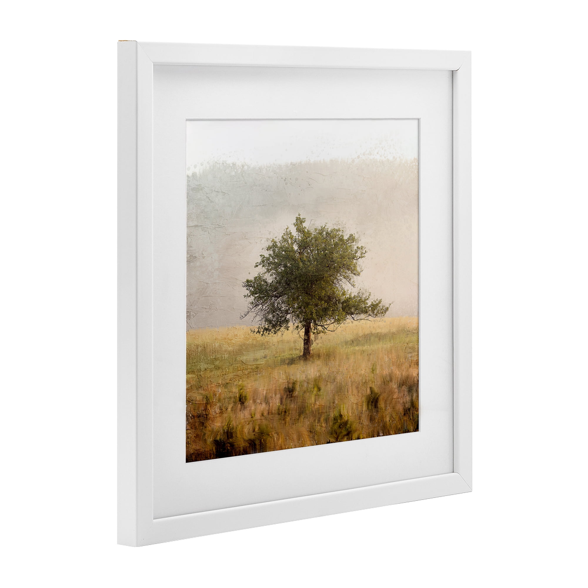 Stupell Industries Tree Alone in Golden Field White Framed Print Under Glass, design by Anne Bailey
