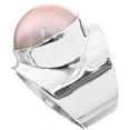 thumbnail image 3 of Wide Pacific-Ocean Pink Mabe Cultured Pearl 925 Sterling Silver Ring, 13/16", 3 of 4