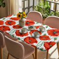 thumbnail image 3 of Red Flowers Table Cloths for 3 Foot Rectangle Tables, Spring Floral Watercolor Botanical Patio Waterproof Elastic Fitted Tablecloths, Washable Rectangular Table Cover for Camping, 3 of 8