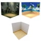 thumbnail image 1 of Fondo de figuras de acción a escala 1:12 de 3 piezas, juguete de escena de vehículo, escena de modelo de diseño de diorama, paisaje de almacenamiento Bosque Playa Moderno Hugo vitrina de fondo, 1 of 10