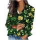 thumbnail image 3 of TaTaai Women St. Patrick's Day Print Satin Long Sleeve Button Up Shirt Casual Lapel Fashion Loose Blouse Satin Top for Daily Party Office Vacation Spring Winter Wear Gift, 3 of 5