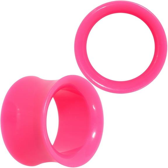 Body Candy Womens 11/16" 2Pc Pink UV Acrylic Saddle Plugs Double Flare Plug Tunnel Ear Plug Gauges 18mm