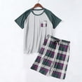 thumbnail image 5 of TKKCS Mens Plaid Pajama Sets- Lightweight Sleepwear Crew Neck Short Sleeve and Shorts Lounge Sets With Pockets Green Size 5XL, 5 of 5