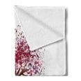 thumbnail image 2 of Floral Soft Flannel Fleece Blanket, Japanese Cherry Blossom Buds Sakura Tree in Watercolor Beauty Essence Artwork, Cozy Plush for Indoor and Outdoor Use, 50" x 60", Magenta Redwood, by Ambesonne, 2 of 5