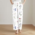 thumbnail image 5 of Fmbrln Womens Pajamas Pants Winter Fuzzy Warm Pajamas Pants Elastic Waist Floral Print Wide Leg Pajamas Pants Comfy Soft Sleepwear Pants with Pockets, 5 of 5