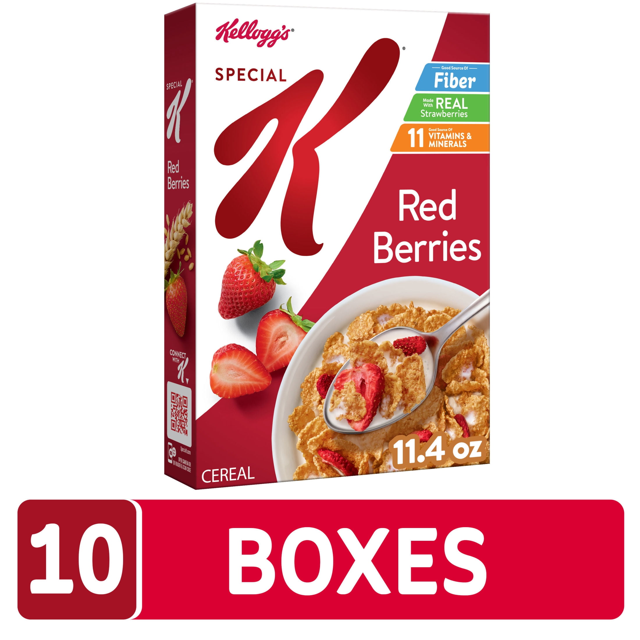 (10 pack) Kellogg's Special K Red Berries Breakfast Cereal, Good Source of Fiber, 11.4  oz
