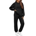 thumbnail image 2 of Wide Leg Sweatpants for Women 2 Piece Workout Set Long Sleeve Athletic Hoodies and Sweatpants with Front Pockets, 2 of 6