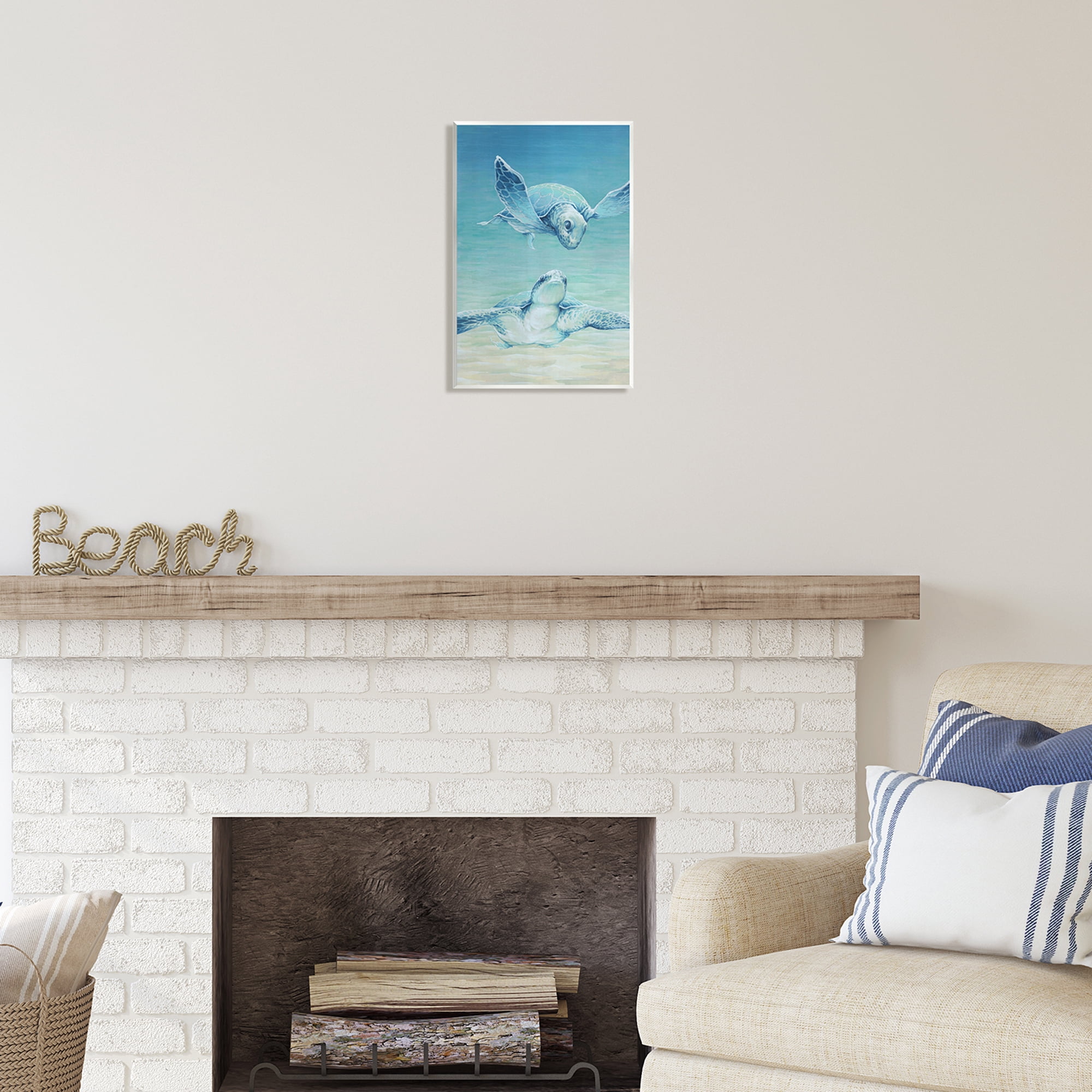 Stupell Industries Sea Turtles Gazing Animals & Insects Painting Unframed Art Print Wall Art, 10 x 15