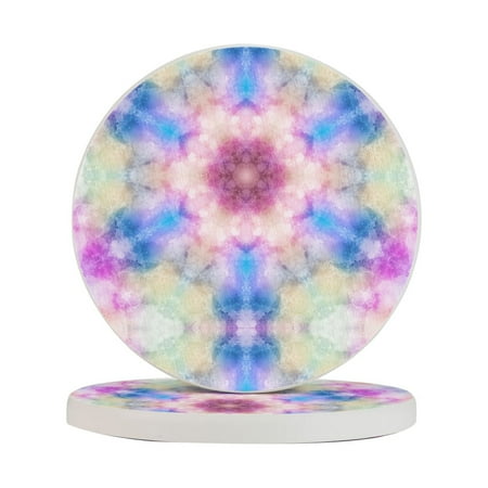 

Circular Drink Coasters Set Ornament Colorful Pattern Background Beautiful Home Decor Diatomite Heat-Resistant Diatomite Protect Table Countertop