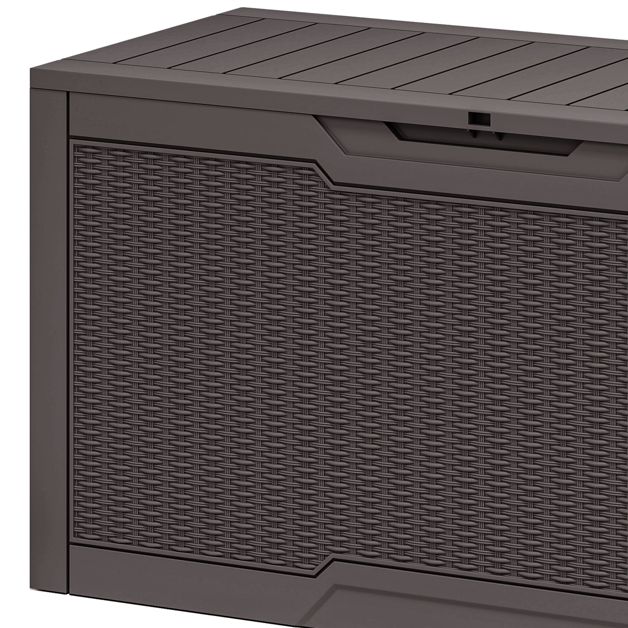 Uforic 80 Gallon Resin Deck Box, Waterproof Lockable Rattan Outdoor Storage Box for Patio Cushions Garden Tools