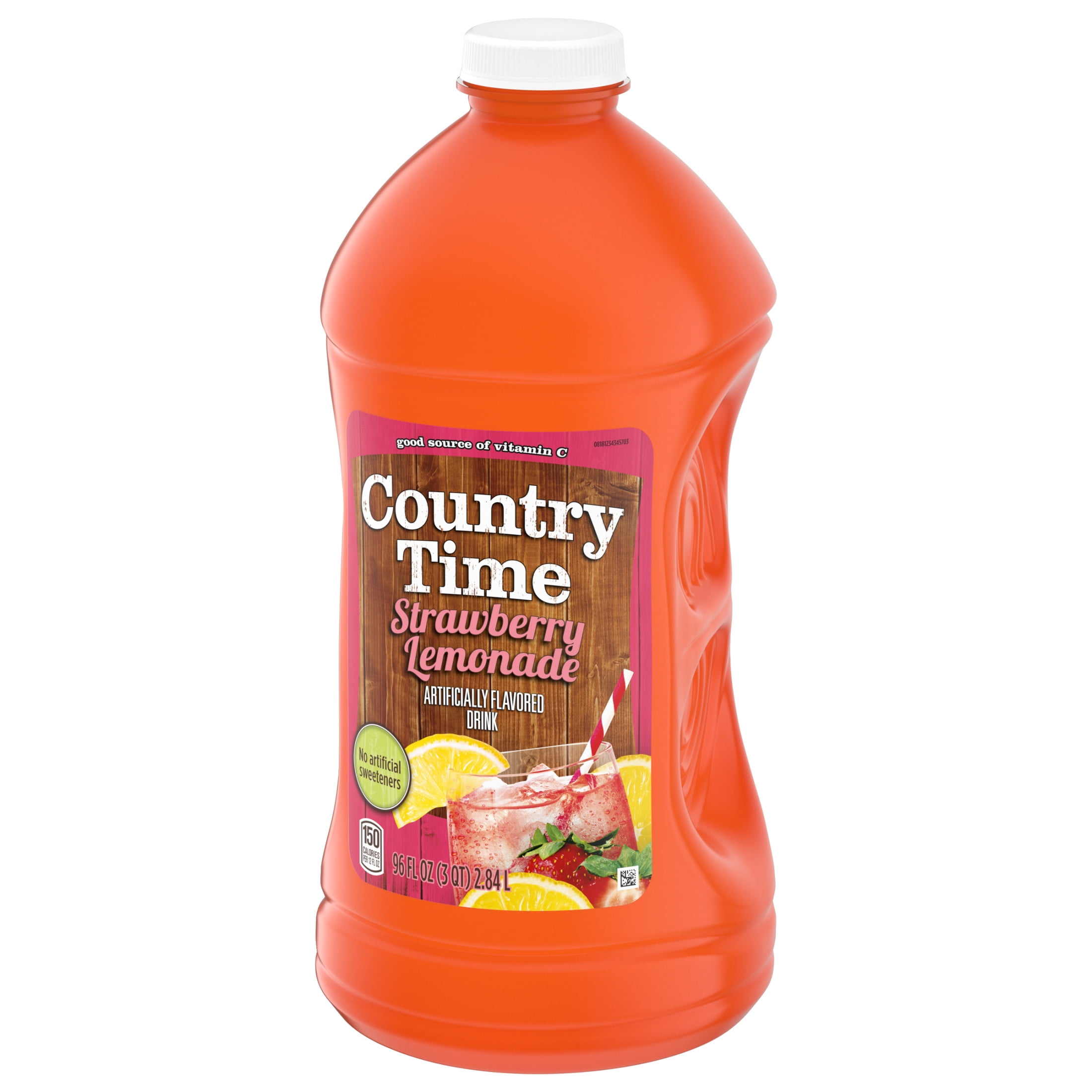 Country Time Artificially Flavored Drink, 1 Bottle, for Flavorful Hydration and Shareable Refreshment, Strawberry Lemonade, No Artificial Sweeteners, Good Source of Vitamin C, 96 oz