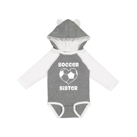 

Inktastic Heart Soccer Sister Gift Baby Girl Long Sleeve Bodysuit