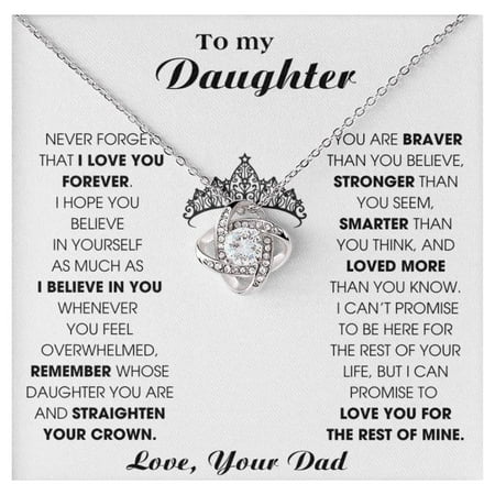 Jewelry To My Daughter, Straighten Your Crown, From Dad, Forever Love Necklace, Sentimental ,Daughter, For Her #9, Gold Love Knot Necklace