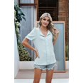 thumbnail image 6 of Womens Fashion Tops Cute Puff Sleeve Blouses for Women Dressy Casual Spring Summer Clothes Outfits for 2025 Lake Blue S, 6 of 8