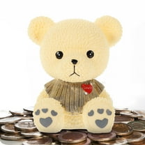 PENIKOKO Grey Vinyl Bear Bank Decorative Money Pot for Home Savings and Storage