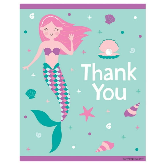 Mermaid Birthday Thank You Postcards W/ Envelopes (8ct)