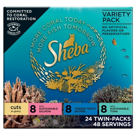 Sheba Perfect Portions Variety Pack Cuts In Gravy Cat Food, 2.6 Oz Twin-Pack Trays (24 Count)