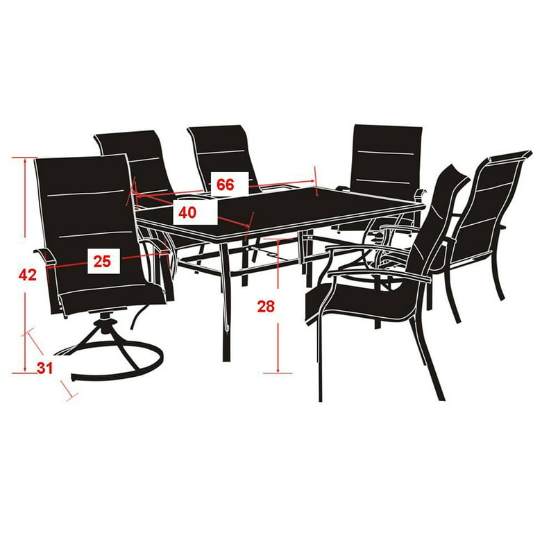 Mainstays Highland Knolls Outdoor Patio Dining Set 7 Piece Metal