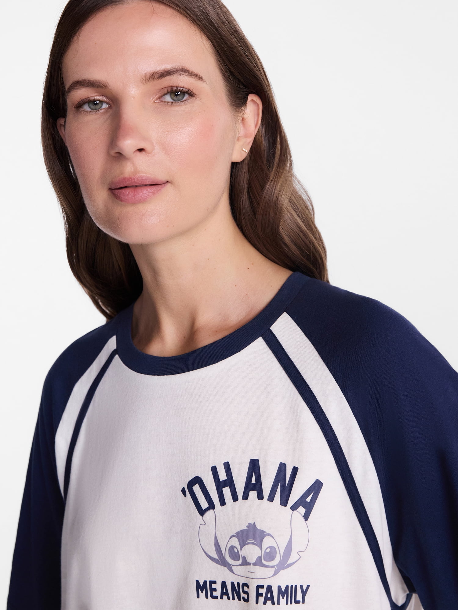 Disney Stitch Women’s Graphic Skimmer Raglan Tee with Short Sleeves, Sizes XXS-XXL